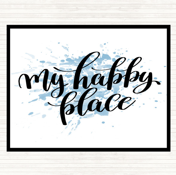 Blue White My Happy Place Inspirational Quote Mouse Mat Pad