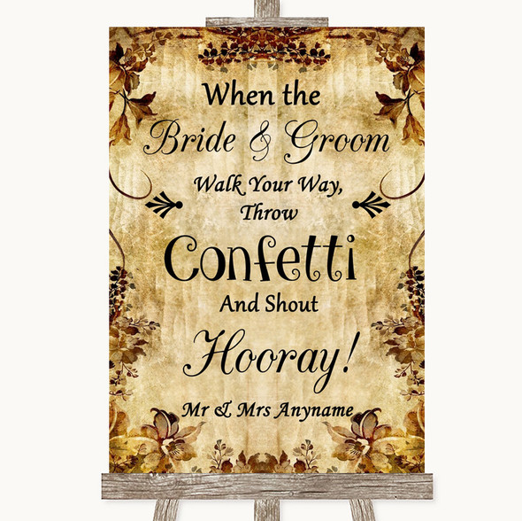 Autumn Vintage Confetti Personalised Wedding Sign