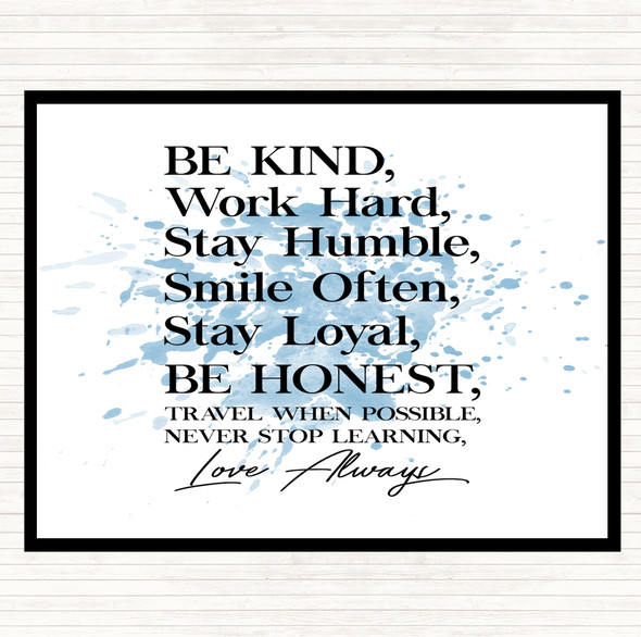 Blue White Be Kind Work Hard Inspirational Quote Mouse Mat Pad