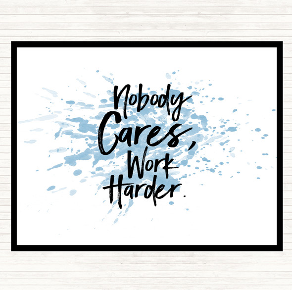 Blue White Nobody Cares Inspirational Quote Mouse Mat Pad