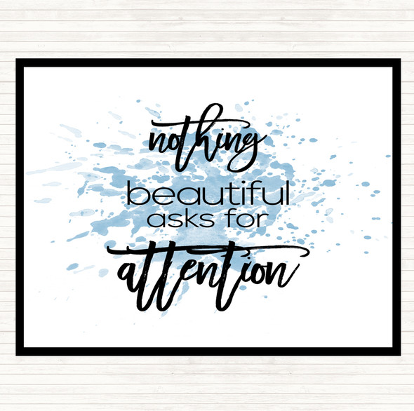 Blue White Nothing Beautiful Inspirational Quote Mouse Mat Pad
