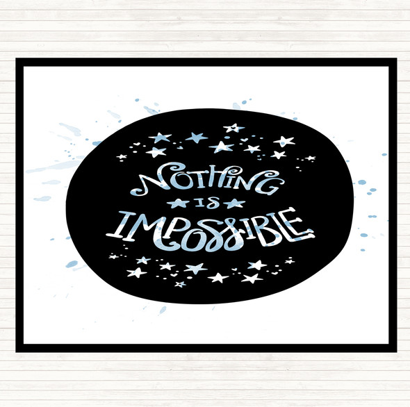 Blue White Nothing Impossible Unicorn Inspirational Quote Mouse Mat Pad