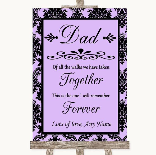 Lilac Black Damask Confetti For Guests Personalised Wedding Sign 