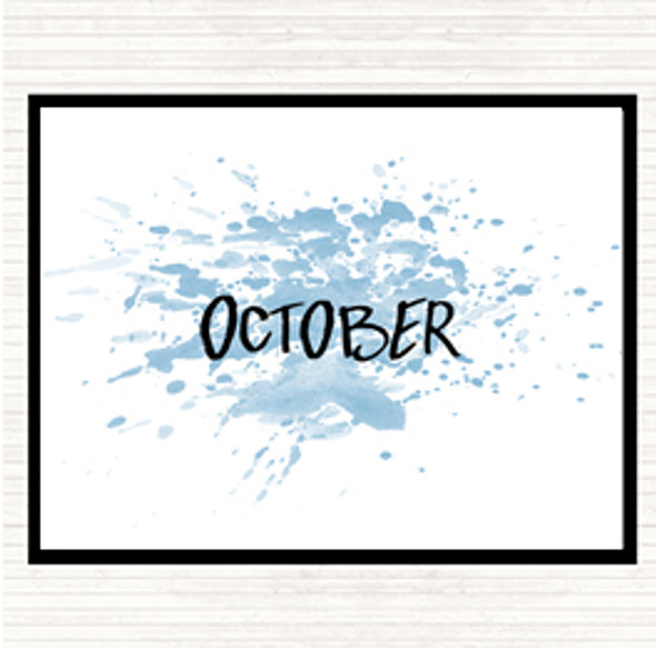 Blue White October Inspirational Quote Mouse Mat Pad