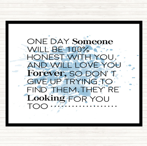 Blue White One Day Someone Inspirational Quote Dinner Table Placemat