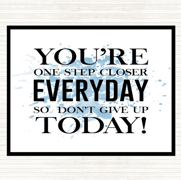 Blue White One Step Closer Everyday Inspirational Quote Mouse Mat Pad