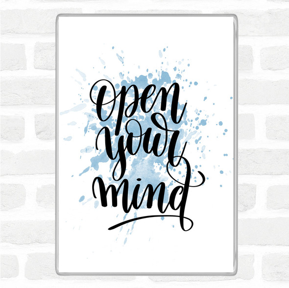 Blue White Open Your Mind Inspirational Quote Jumbo Fridge Magnet