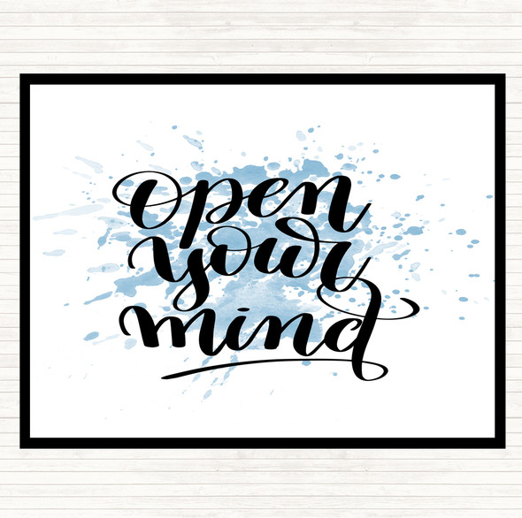 Blue White Open Your Mind Inspirational Quote Dinner Table Placemat