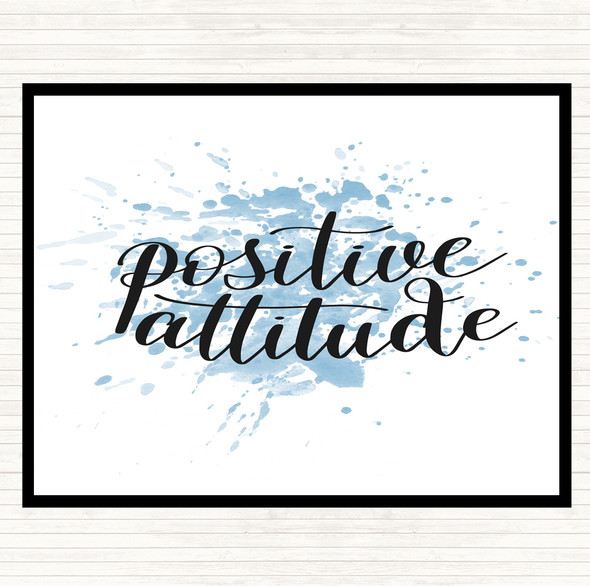 Blue White Positive Attitude Inspirational Quote Mouse Mat Pad