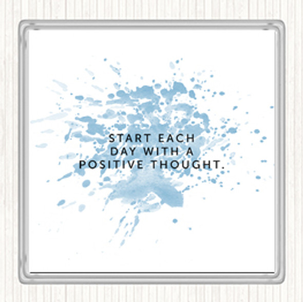 Blue White Positive Thought Inspirational Quote Drinks Mat Coaster