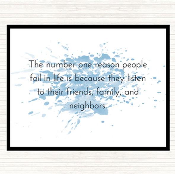 Blue White Reason People Fail Inspirational Quote Dinner Table Placemat