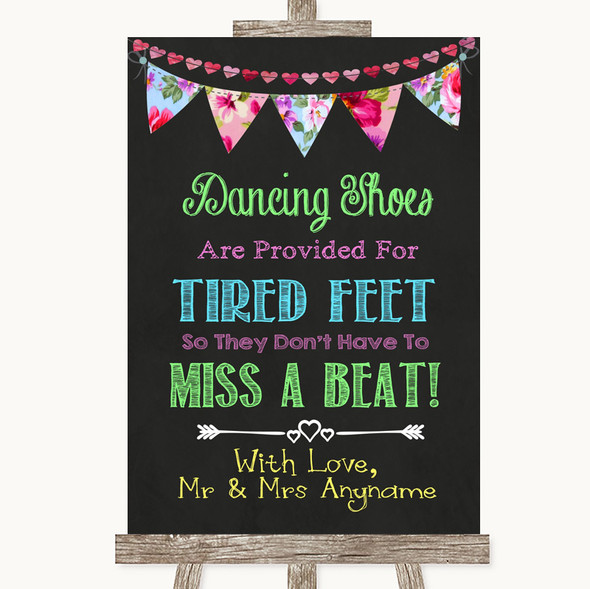 Bright Bunting Chalk Dancing Shoes Flip-Flop Tired Feet Wedding Sign