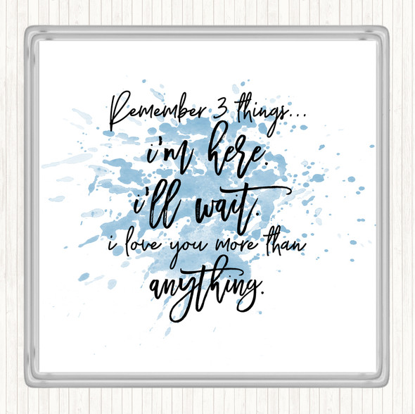Blue White Remember 3 Things Inspirational Quote Drinks Mat Coaster