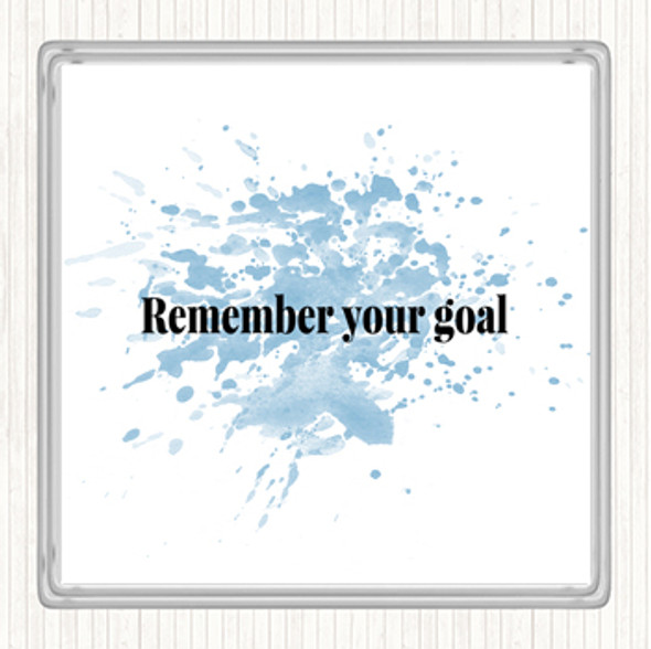 Blue White Remember Your Goal Inspirational Quote Drinks Mat Coaster