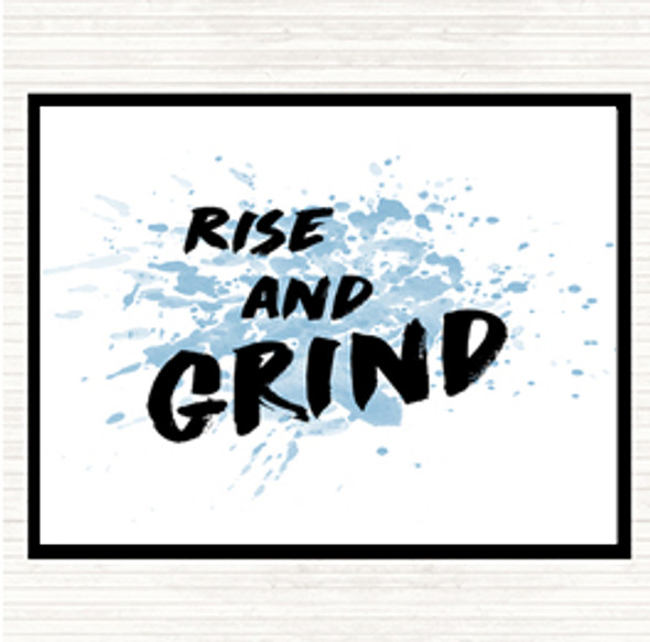 Blue White Rise And Grind Bold Inspirational Quote Mouse Mat Pad