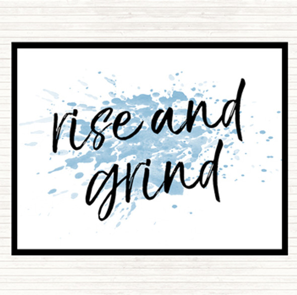 Blue White Rise And Grind Inspirational Quote Mouse Mat Pad