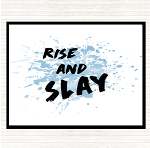 Blue White Rise And Slay Bold Inspirational Quote Mouse Mat Pad
