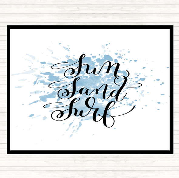 Blue White Sand Surf Inspirational Quote Mouse Mat Pad