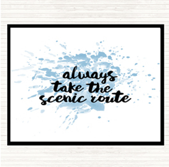 Blue White Scenic Route Inspirational Quote Mouse Mat Pad