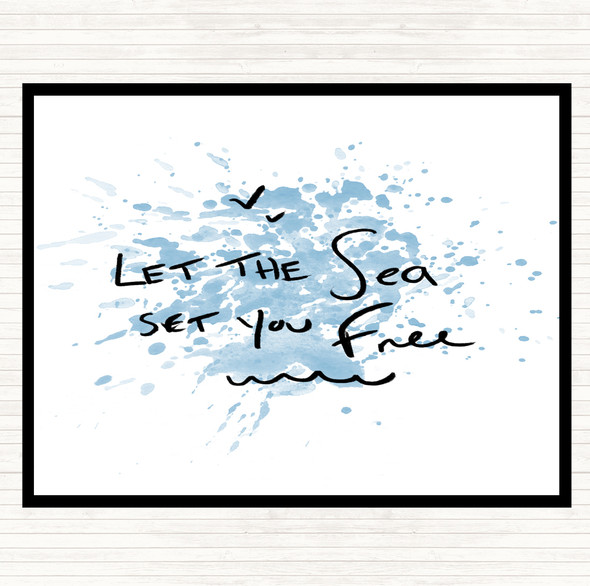 Blue White Sea Set Free Inspirational Quote Mouse Mat Pad