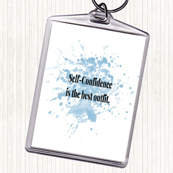 Blue White Self Confidence Inspirational Quote Bag Tag Keychain Keyring