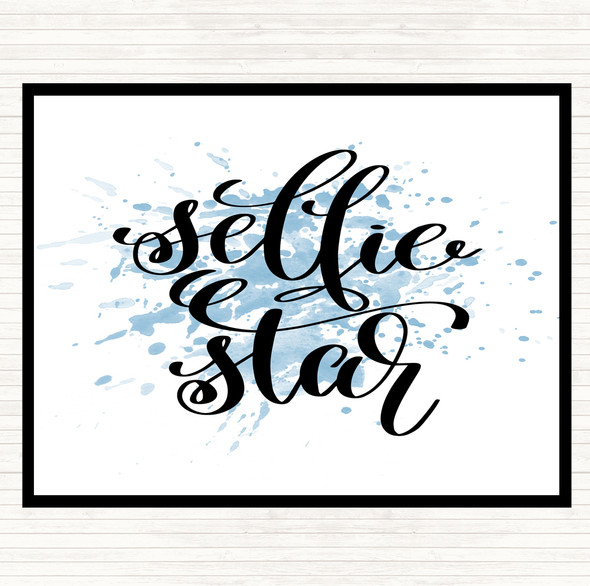 Blue White Selfie Star Inspirational Quote Mouse Mat Pad