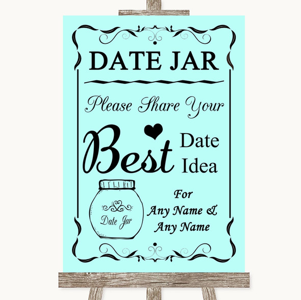 Aqua Date Jar Guestbook Personalised Wedding Sign