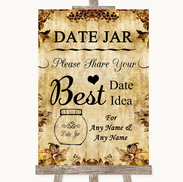 Autumn Vintage Date Jar Guestbook Personalised Wedding Sign