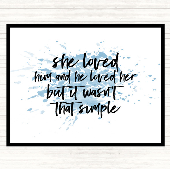 Blue White She Loved Him Inspirational Quote Mouse Mat Pad