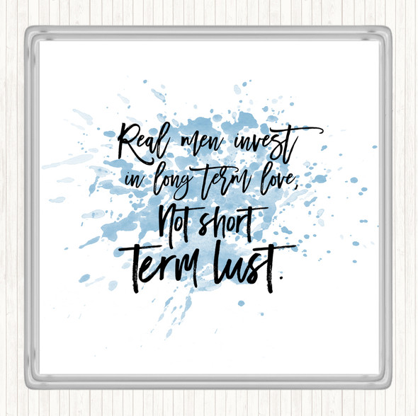 Blue White Short Term Lust Inspirational Quote Drinks Mat Coaster