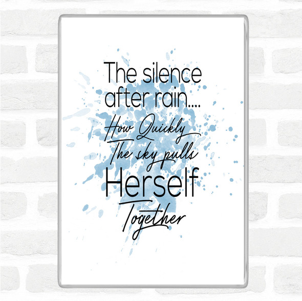 Blue White Silence After Rain Inspirational Quote Jumbo Fridge Magnet