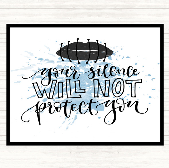 Blue White Silence Not Protect Inspirational Quote Mouse Mat Pad