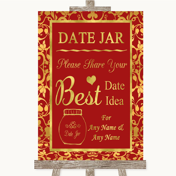 Red & Gold Date Jar Guestbook Personalised Wedding Sign