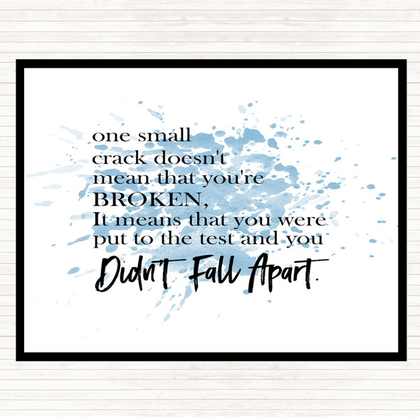 Blue White Small Crack Inspirational Quote Dinner Table Placemat