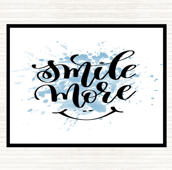 Blue White Smile More Inspirational Quote Mouse Mat Pad