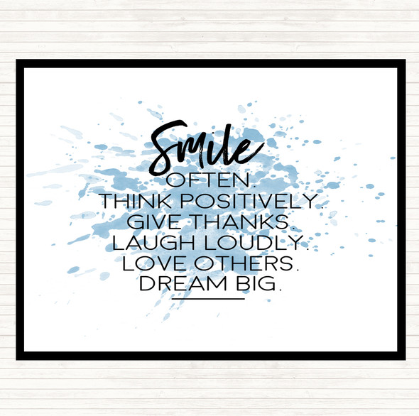 Blue White Smile Often Inspirational Quote Mouse Mat Pad