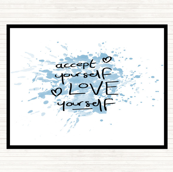 Blue White Accept Yourself Inspirational Quote Dinner Table Placemat