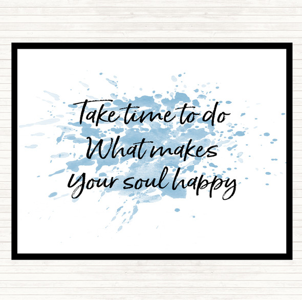 Blue White Soul Happy Inspirational Quote Mouse Mat Pad