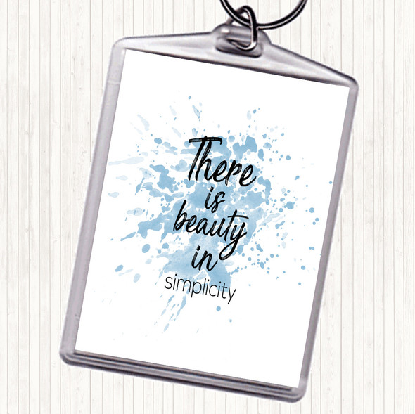 Blue White Beauty In Simplicity Inspirational Quote Bag Tag Keychain Keyring