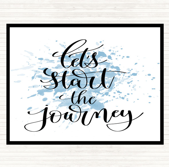 Blue White Start The Journey Inspirational Quote Mouse Mat Pad