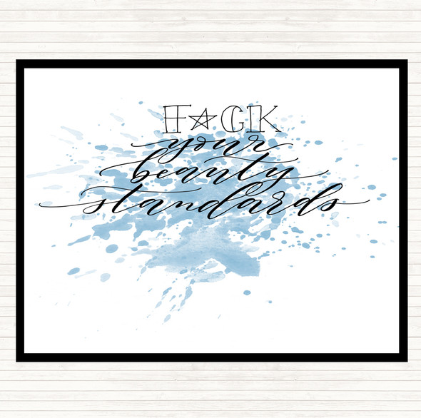 Blue White Beauty Standards Inspirational Quote Mouse Mat Pad