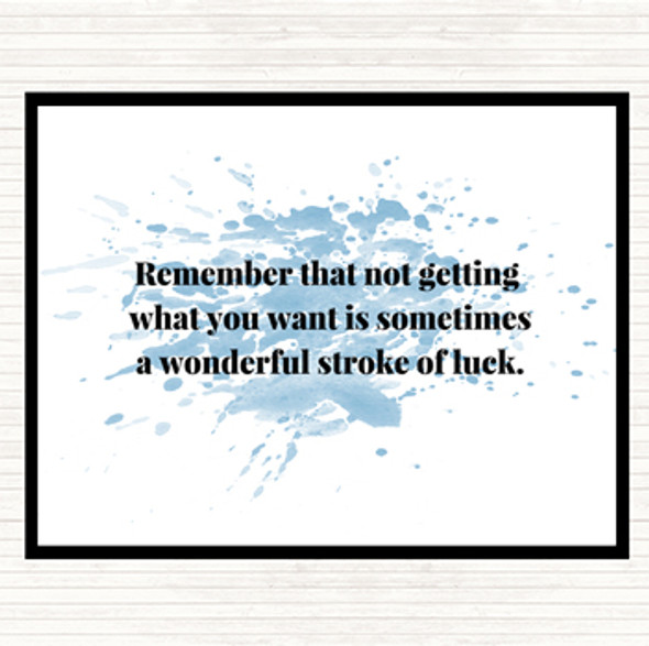 Blue White Stroke Of Luck Inspirational Quote Dinner Table Placemat