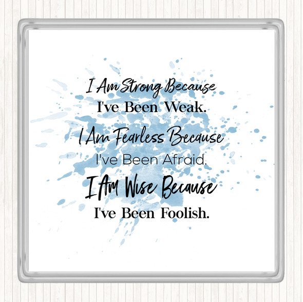 Blue White Strong Been Weak Inspirational Quote Drinks Mat Coaster