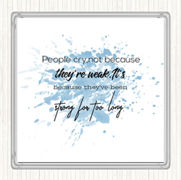 Blue White Strong For Too Long Inspirational Quote Drinks Mat Coaster