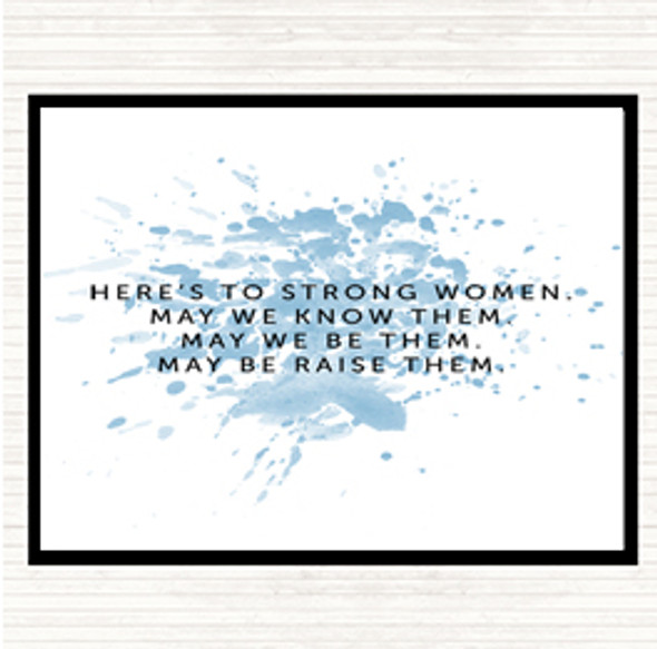Blue White Strong Women Inspirational Quote Dinner Table Placemat