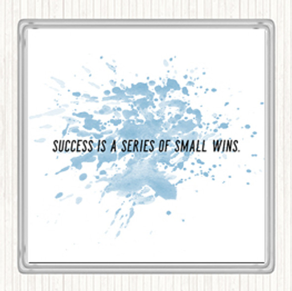 Blue White Success Is A Series Of Small Wins Quote Drinks Mat Coaster