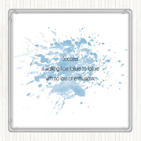 Blue White Success Is Walking From Failure Quote Drinks Mat Coaster