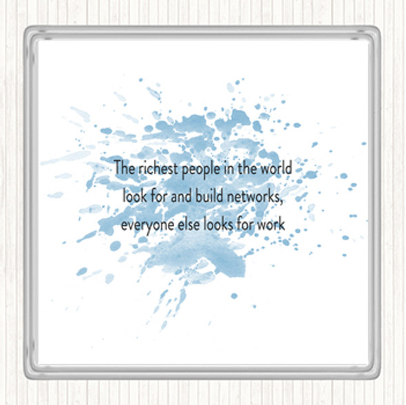 Blue White Successful Build Networks Inspirational Quote Drinks Mat Coaster