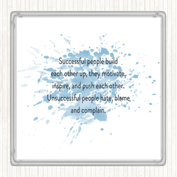 Blue White Successful People Motivate Inspirational Quote Drinks Mat Coaster
