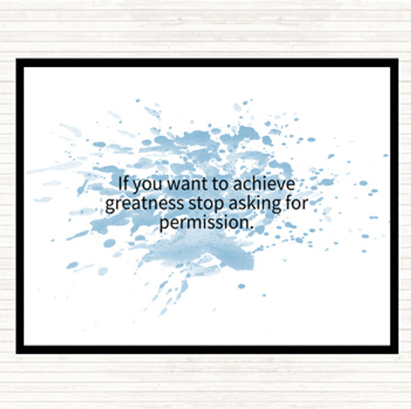 Blue White Achieve Greatness Inspirational Quote Mouse Mat Pad